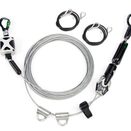 MSA Temporary Cable Horizontal Lifeline for 2 workers, 60’ with bypass shuttles and anchorage straps