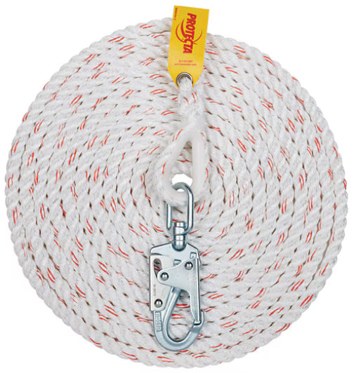 3M™ Protecta® Rope Lifeline with Swivel Snap Hook 1299997, 5/8 in Polyester and Polypropylene Blend, White, 50 ft