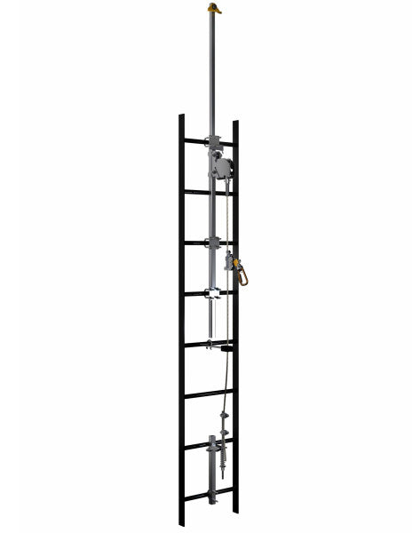3M™ DBI-SALA® Lad-Saf™ Cable Vertical Safety System Bracketry with Telescoping Extension, 4 User, Galvanized Steel